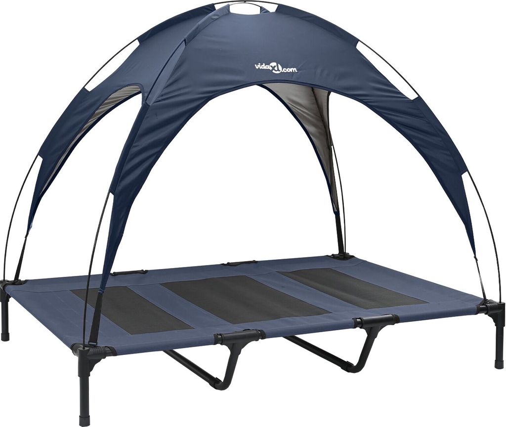 Möbel Erhöhtes Hundebett mit abnehmbarem Dach Marine Blau XL Stahl - Hundebetten 42008180