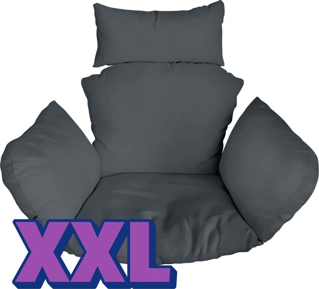 Hängesessel Kissen, XXL, Polster, Auflage für Polyrattan & Rattan Hängeschaukel, Rückenkissen für Hängesitz, Graphit [114]