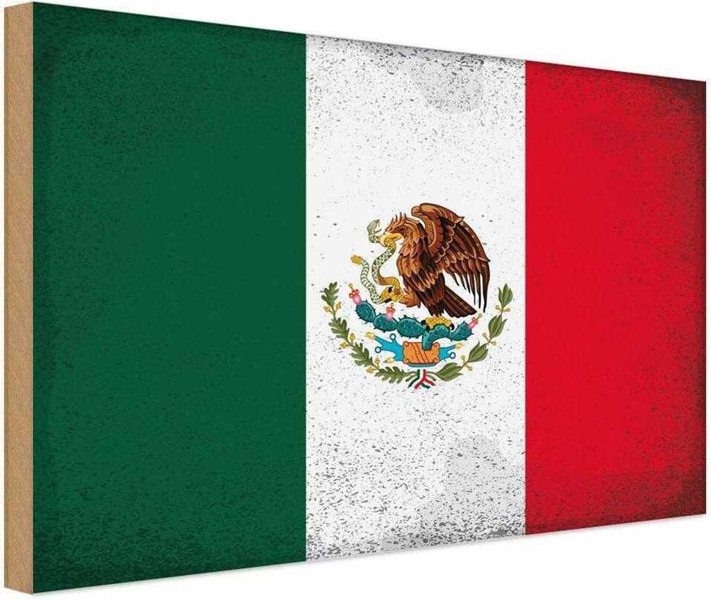 vianmo Holzschild 12x18 cm Mexiko Mexico Vintage Flagge Fahne Wappen