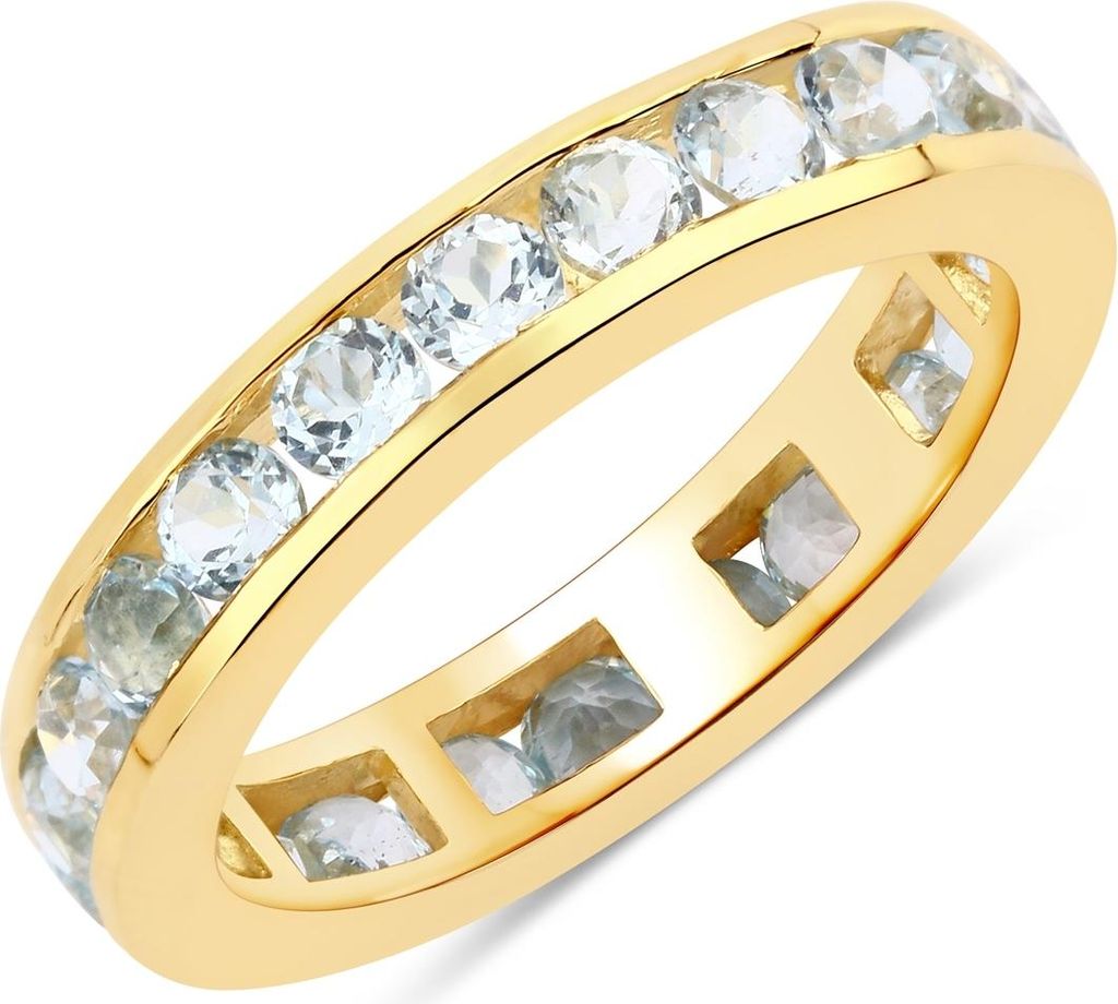 Ring Sterling Silber gelbvergoldet Blautopas 52