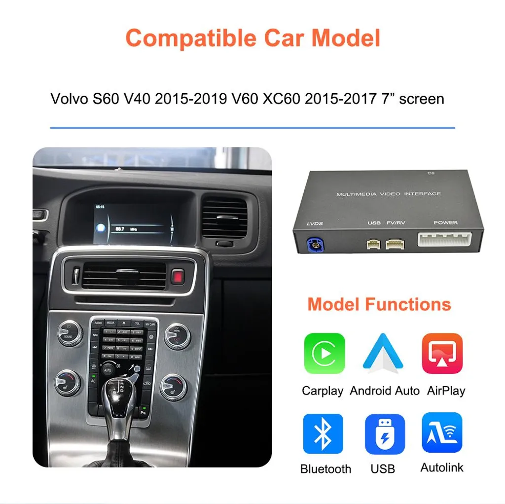 Interface CarPlay et Android Auto Sans Fil pour Modèles 2015-2019