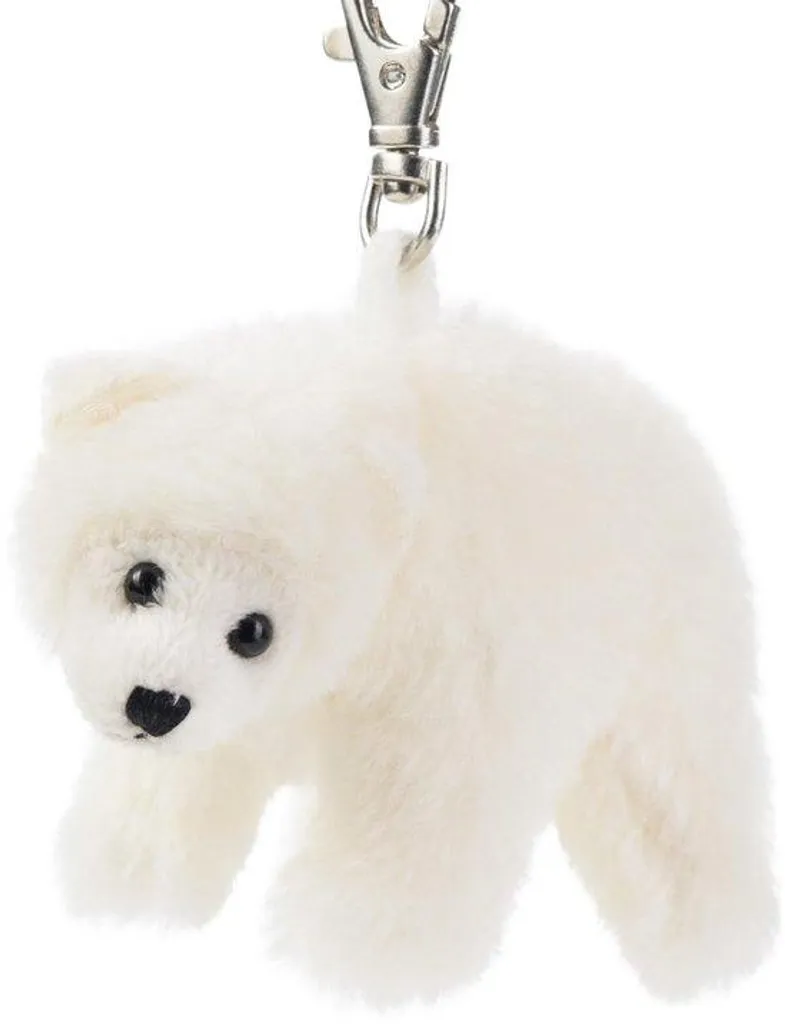 Porte-clés en peluche ours polaire blanc de 10 cm, mini doudou tout doux