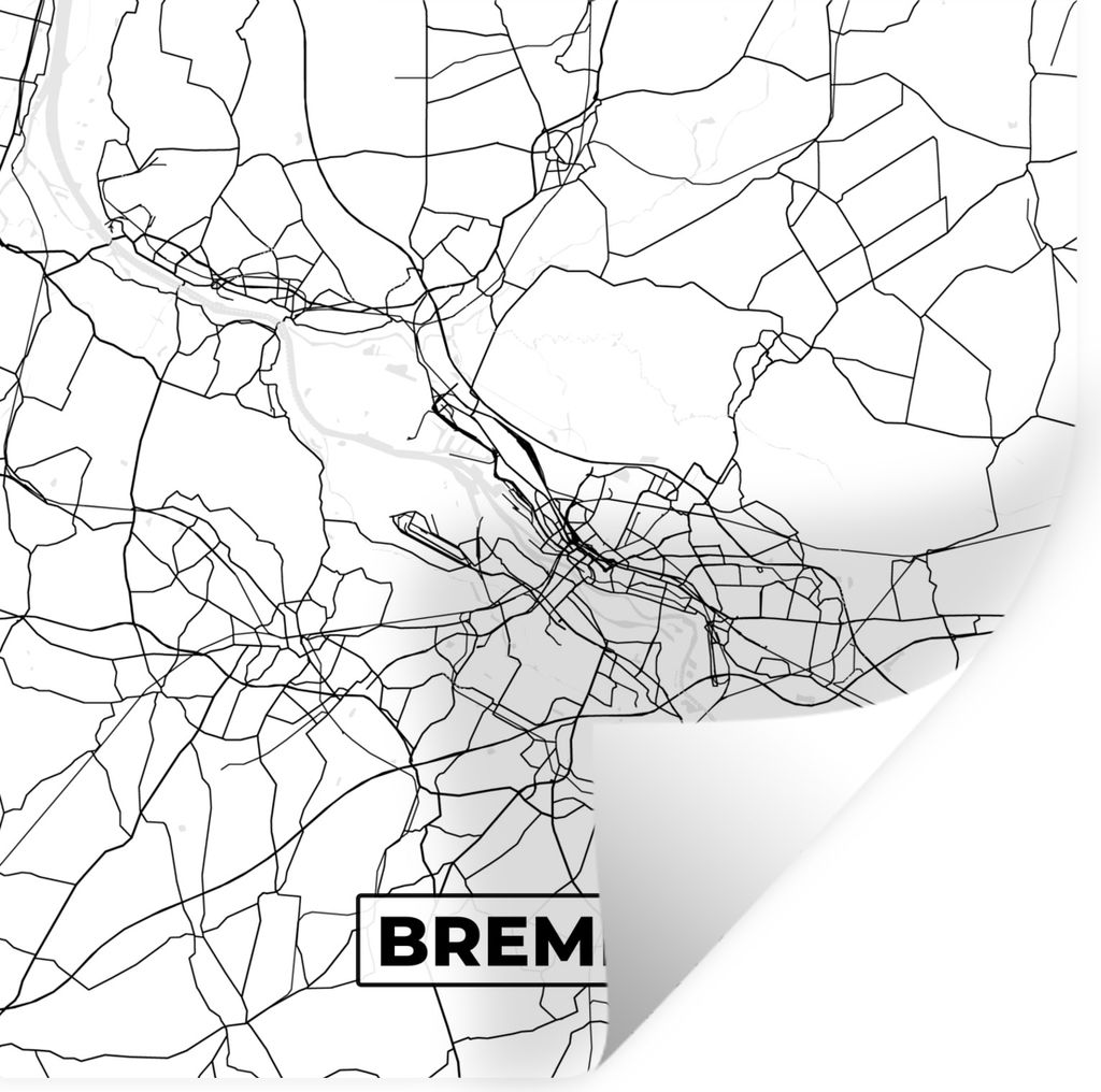 MuchoWow Wandtattoo Wandsticker Wandaufkleber Karte - Bremen - Stadtplan - Wegbeschreibung 80x80 cm Selbstklebend und Repositionierbar - Wierderv...