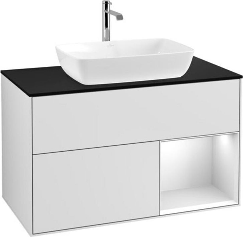 V&B Waschtischunterschrank Finion 100, Pl bla m, Reg wh. m Lac, wh. m Lac