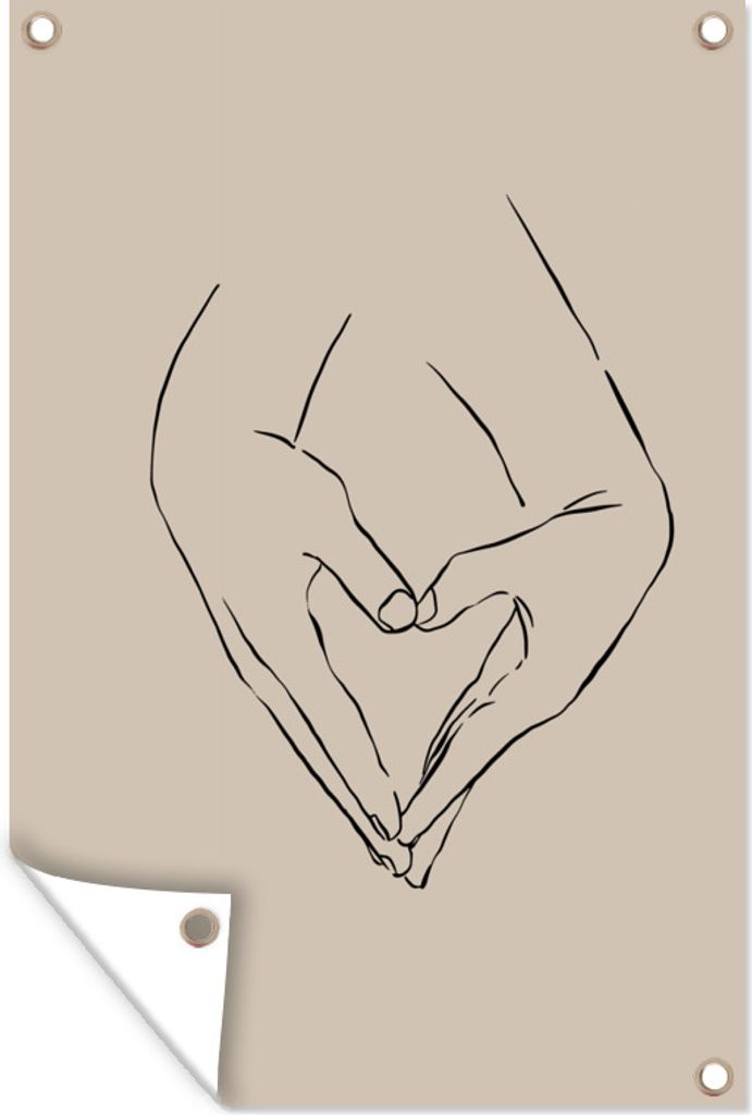 MuchoWow 40x60 cm Outdoor-Poster Gartendeko Sichtschutz Garten Poster für den Garten Line Art - Liebe - Valentinsgeschenk für ihn