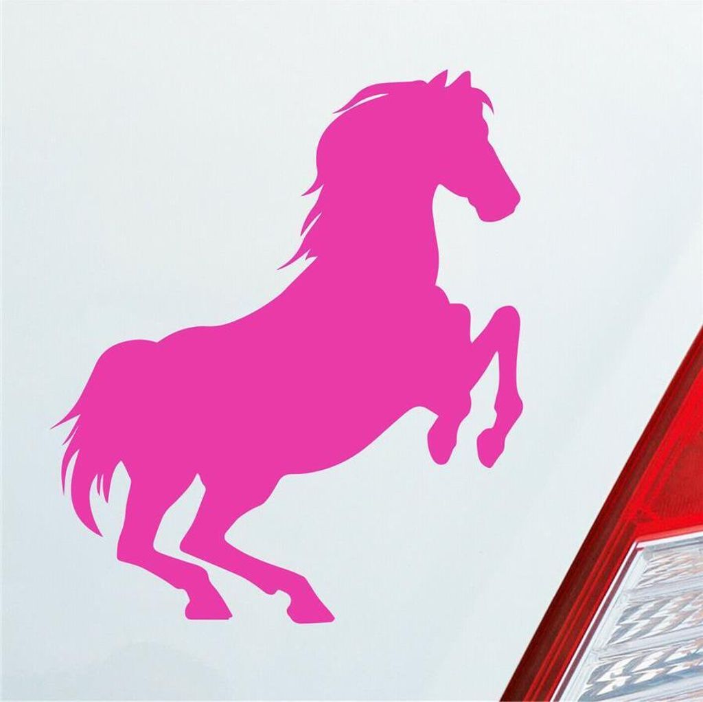 Auto Aufkleber Pferd Horse Pony Pferdeliebhaber Reiten 10x11,5 cm Pink Sticker Heckscheibenaufkleber