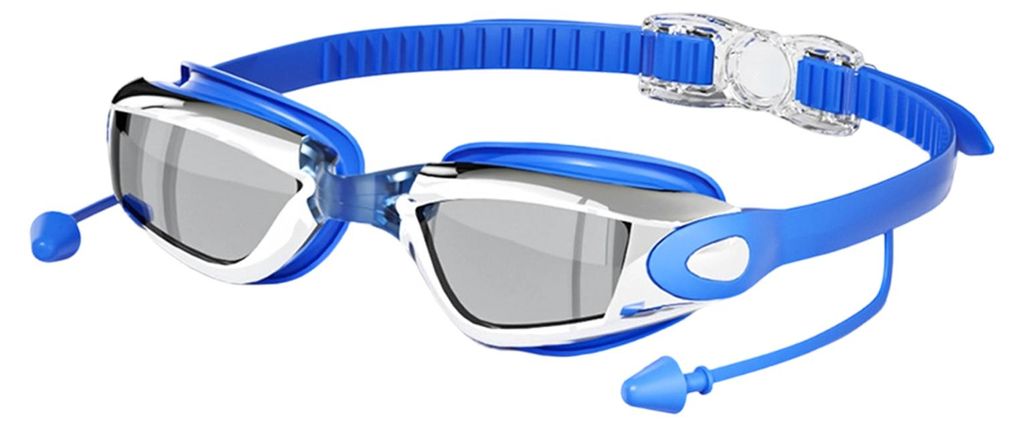 Schwimmbrille für Erwachsene mit Ohrstöpseln, wasserdicht, Produktbild 
