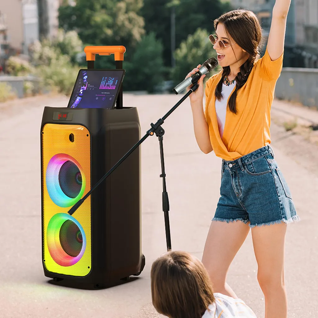 Enceinte karaoké Bluetooth à double caisson de basses pour soirées fêtard - 4