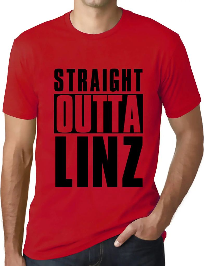 Herren Grafik T-Shirt Direkt aus Linz – Straight Outta Linz – Öko-Verantwortlich Vintage Jahrgang Kurzarm Lustige Druck Geburtstag Geschenk Mann