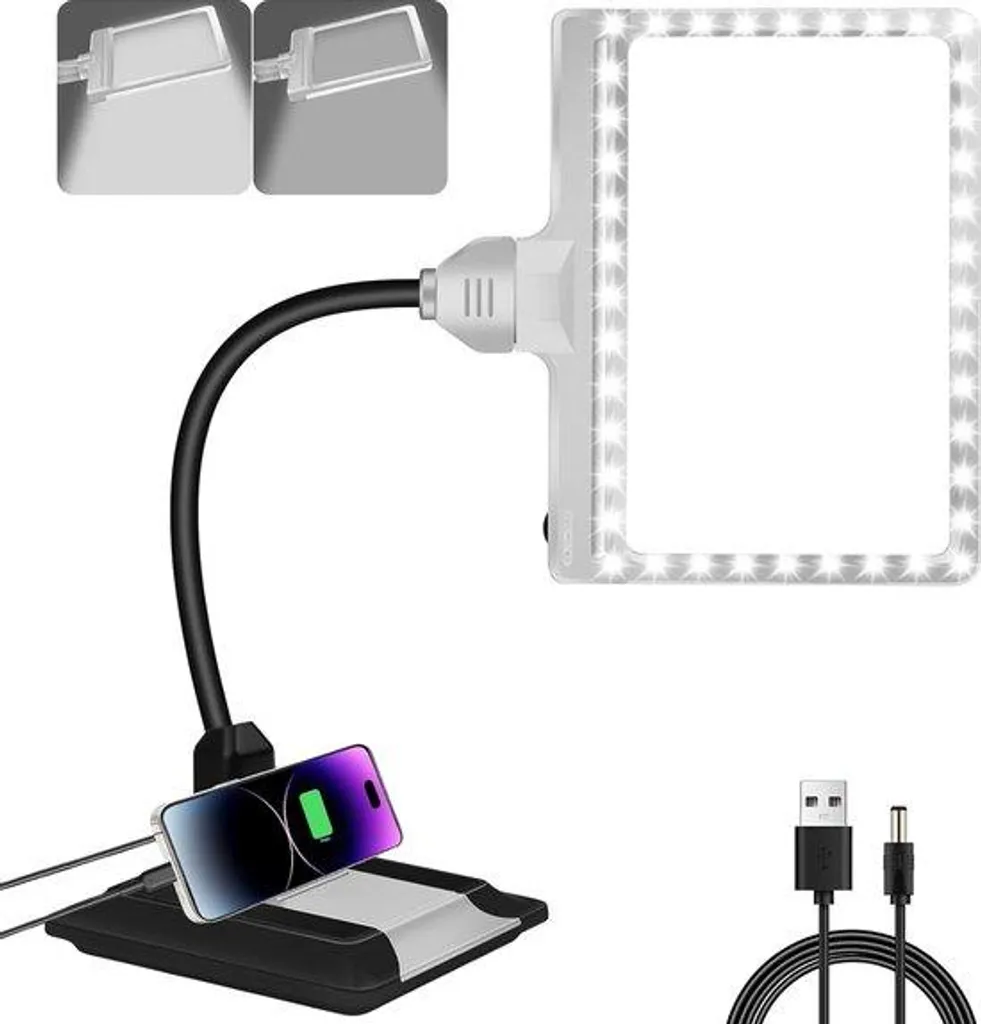 Lampe Loupe pour Lecture et Couture avec 5 Bras Flexibles et 36 LED Pied