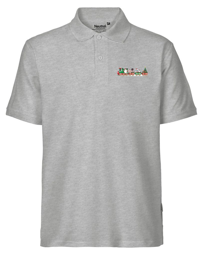Huuraa Herren Polo Shirt Weihnachtszug Weihnachten XXL Sport Grey Bio Baumwolle Fairtrade Poloshirt Geschenkidee