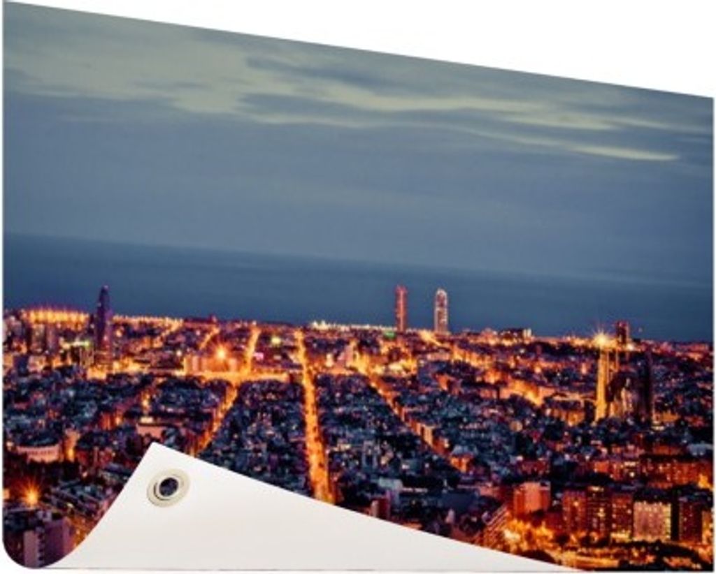 MuchoWow 60x40 cm Outdoor-Poster Gartendeko Sichtschutz Garten Poster für den Garten Die Skyline von Barcelona am Abend