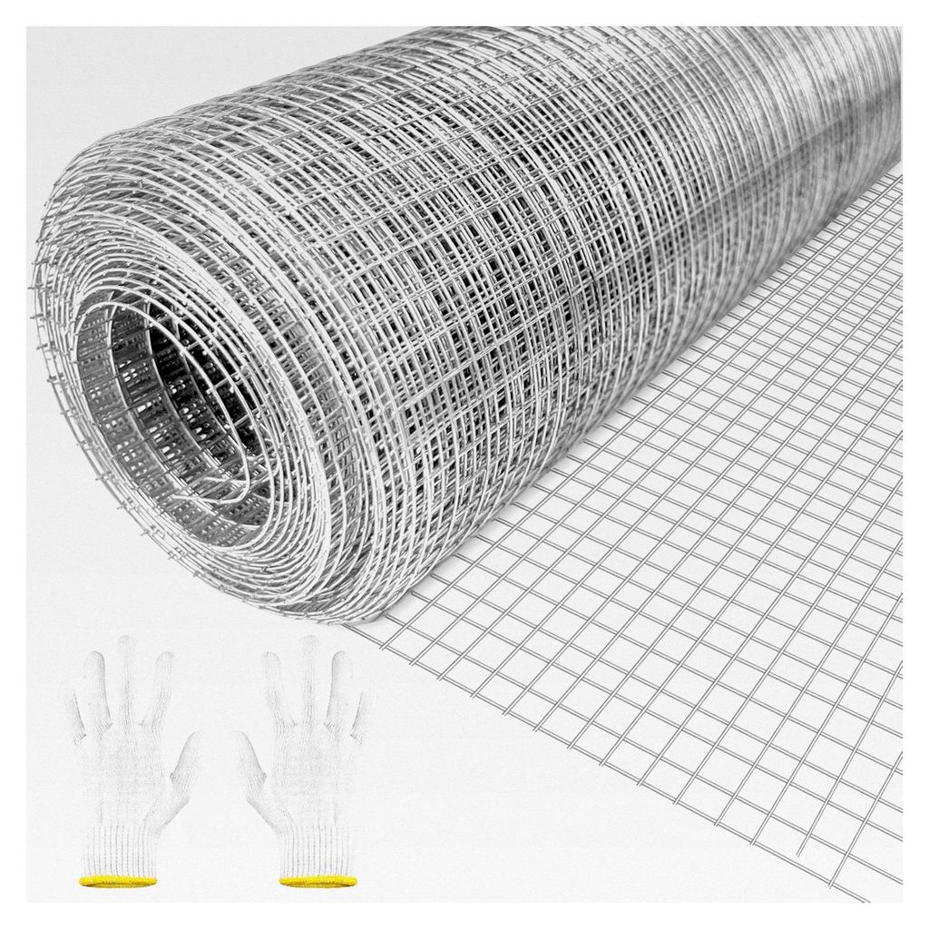 Feinmaschiges Drahtgitter, 40 cm x 5 m Wühlmausgitter für Hochbeete, verzinkte Maschendrahtrolle, Maschenweite 6 mm, Drahtgeflecht als Hasendraht...