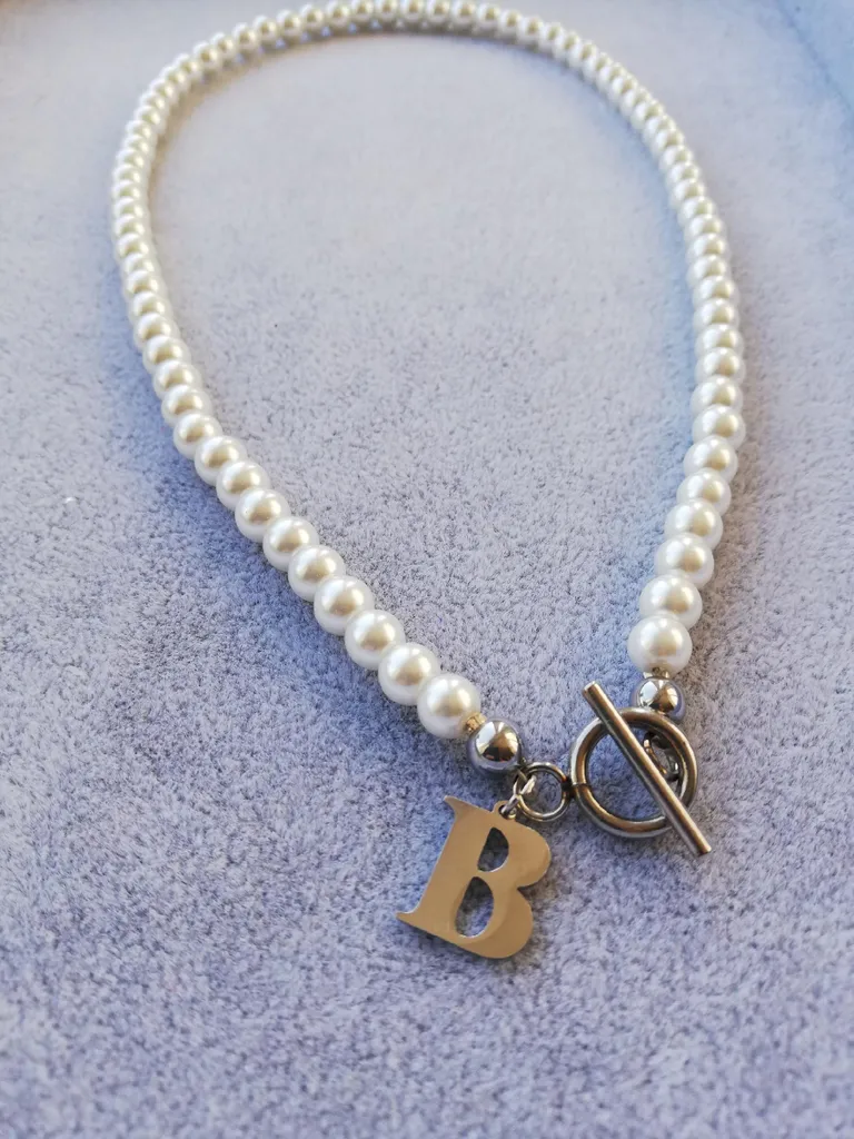 Cadeau Idéal : Set Collier et Bracelet Perles avec Initiale de Prénom - 4