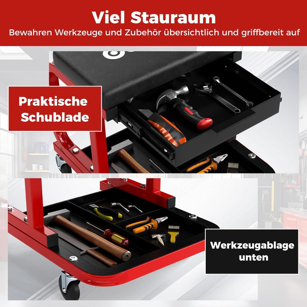 WERKSTATTHOCKER 150 KG Werkstatt Rollsitz Fahrbarer Produktbild-Vorschau 8