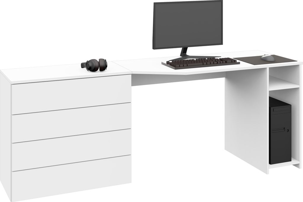 Schreibtisch "Vaasa" 196cm, weiß-matt Produktbild 