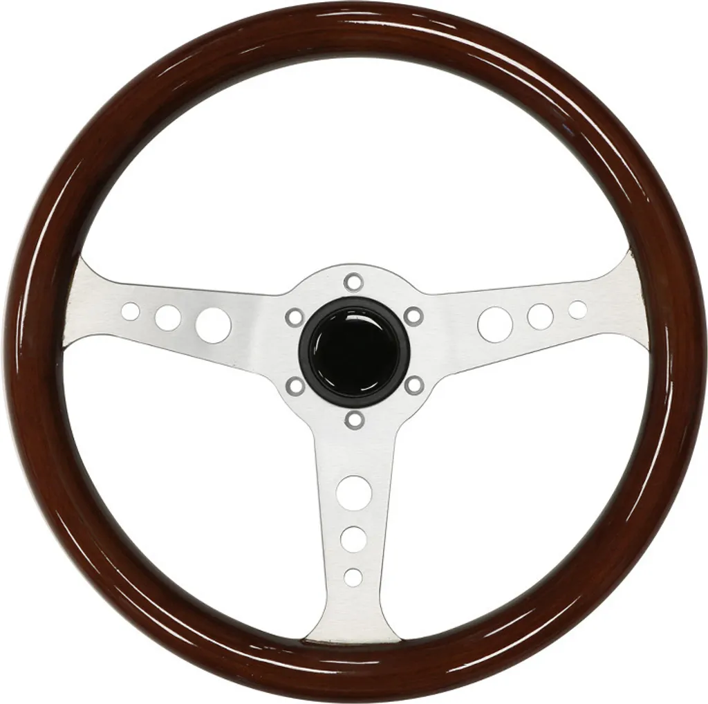 Volant 350 mm Bois et Argent Idéal pour Restauration Voiture Ancienne