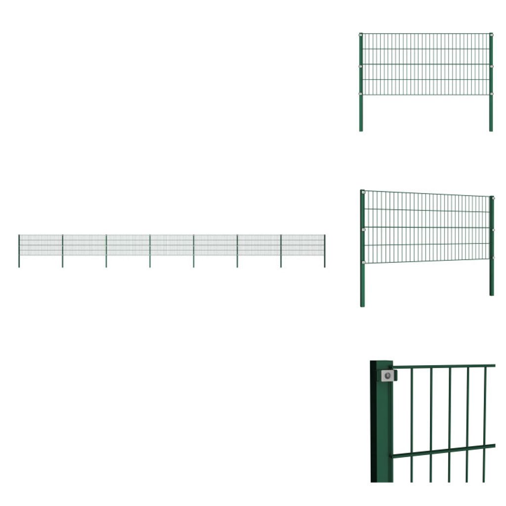 vidaXL Zaunfeld mit Pfosten Eisen 11,9 x 0,8 m Grün - Zaunfelder