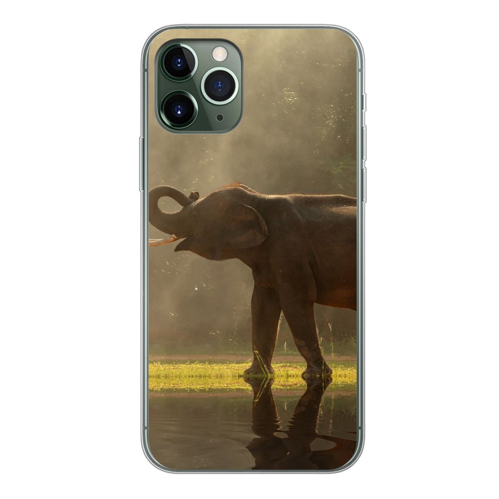 MuchoWow Handyhülle Schutzhülle Hülle für iPhone 11 Pro Elefant - Wasser - Tiere - Natur Silikon Softcase Handy Hülle - Handy