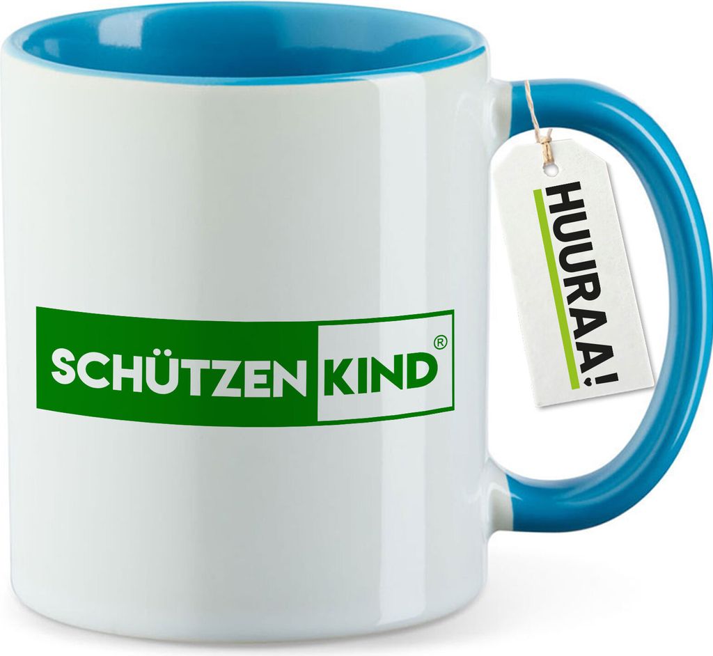 Huuraa Kaffeetasse Schützenkind Modern 330ml Blau Keramik Kaffeebecher Geschenkidee