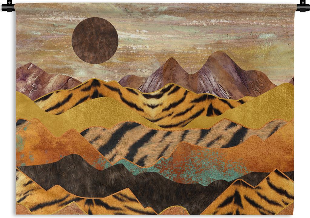 MuchoWow Wandteppich Wandbehang Tigerdruck - Marmor - Gold 90x67.5 cm Tapisserie Dekoration Wandtuch - Fototeppich - Wand-Skulpturen