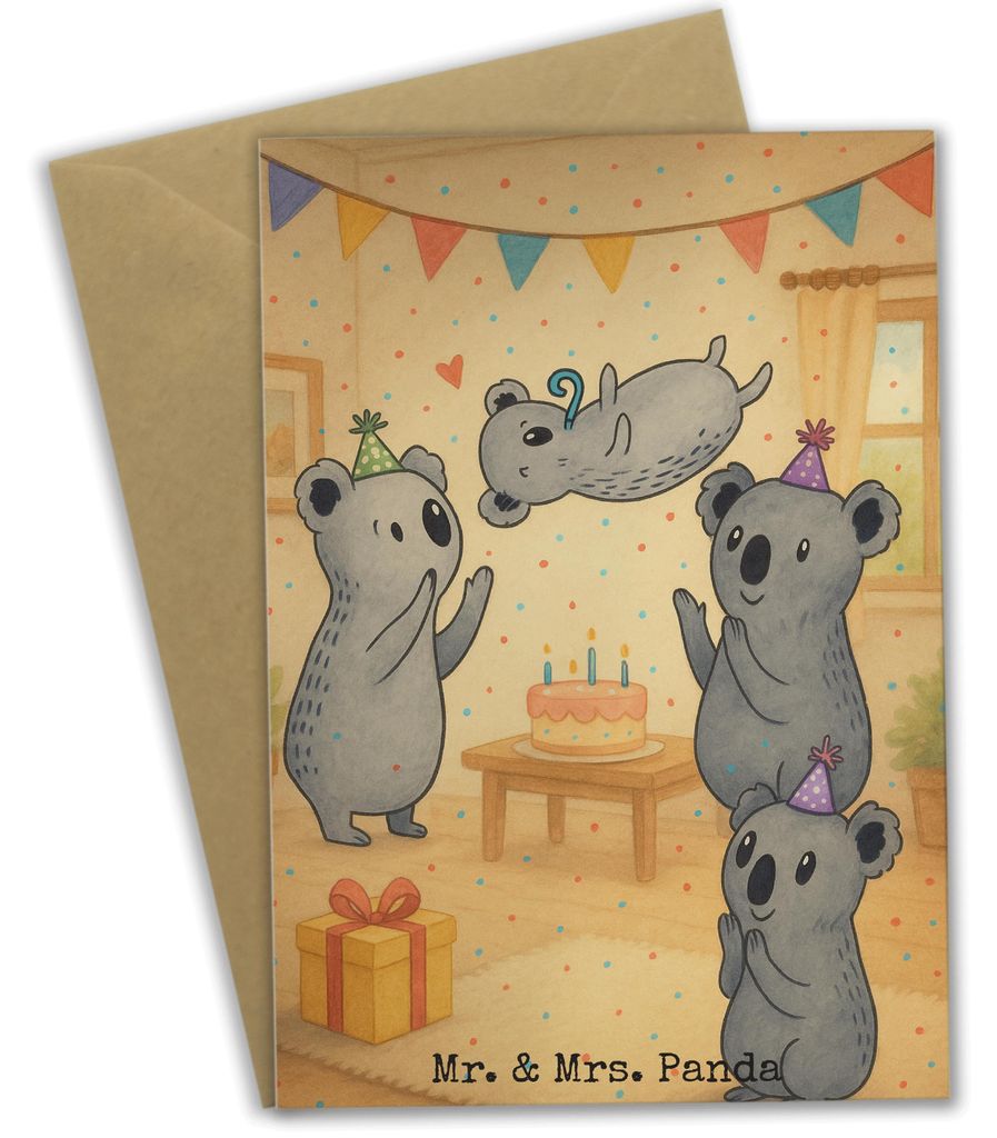 Mr. & Mrs. Panda babykarte Koalas Geburtstag Design - Weiß - Geschenk, Koala, hochzeitskarten, Happy Birthday, osterkarte, einladungskarten, Klapp...