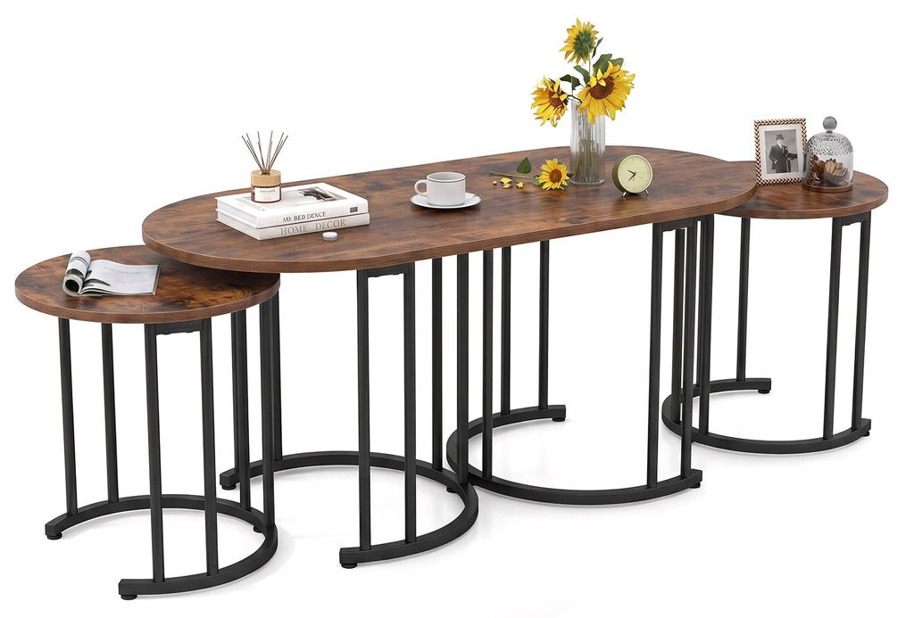 COSTWAY Couchtisch 3er Set, Wohnzimmertisch mit 2 Produktbild  KI-generiertes Bild