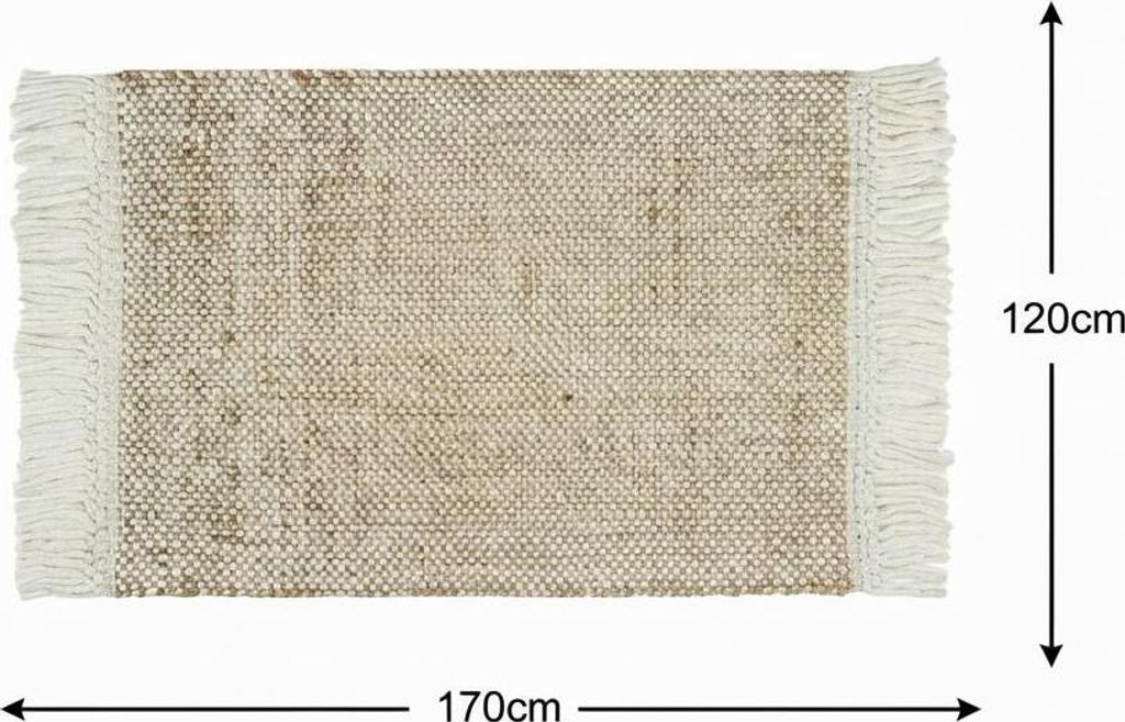 Elegant Floors Jute-Wolle Teppich Natur | Handgefertigtes Boho Wohnaccessoire mit Fransen im Skandi Stil | Moderner Wohnzimmer Teppich für Boden...