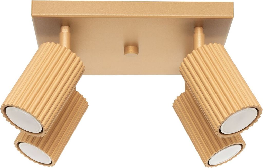 Strahler Aluminium verstellbar 25 cm breit in Gold GU10 4-flammig eckig Modern Spot Lampe