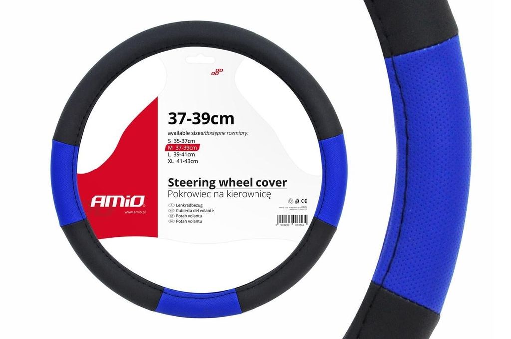 AMiO 01359 Lenkradbezug Ø37-39cm Schwarz Blau Lenkradhülle Produktbild 