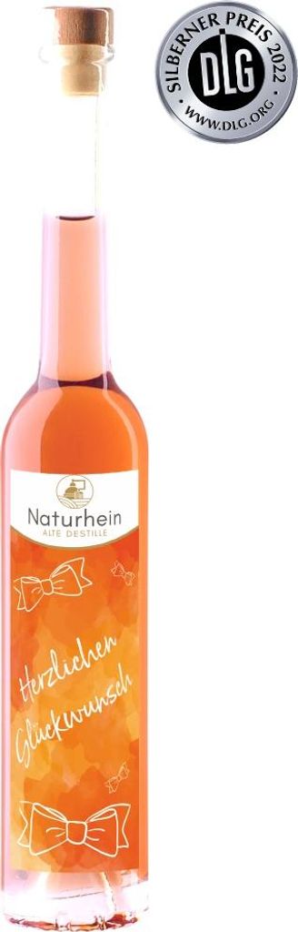 Herzlichen Glückwunsch - Weinbergpfirsich Likör, 0.1 l, 18 vol% : Herzl.Glückwunsch Pfirsich Geschenkflasche: Herzl.Glückwunsch