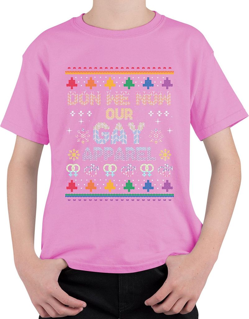 Gay Apparel Ugly Christmas Sweater - Weihnachten Weihnachtsgeschenk Uni Kinder T-Shirt, Pink, 128
