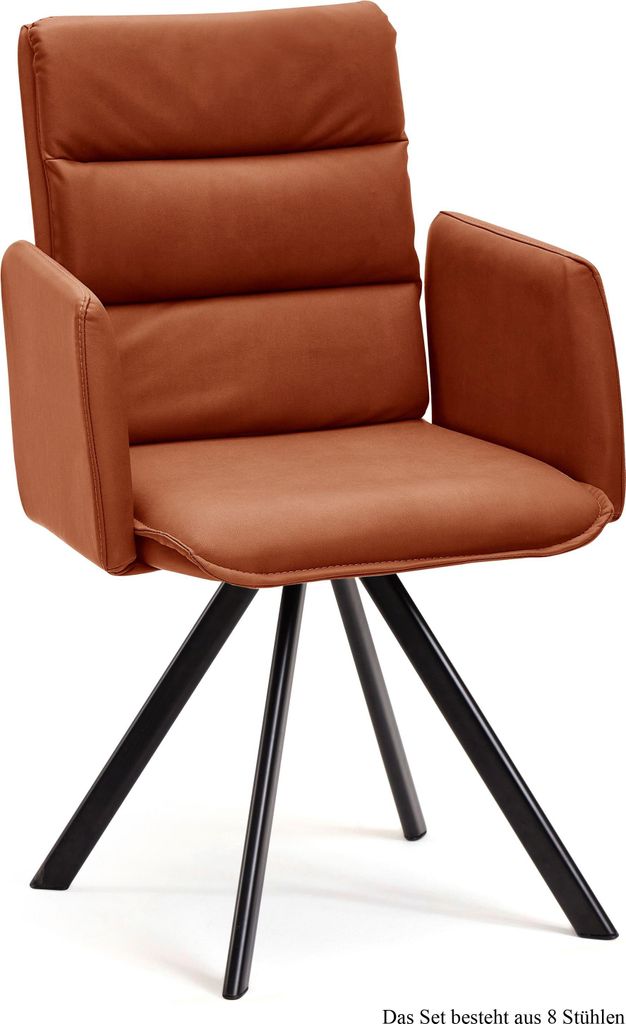 Armlehnstuhl (8er-Set) Debby 52x92x60 Schwarz/Cognac