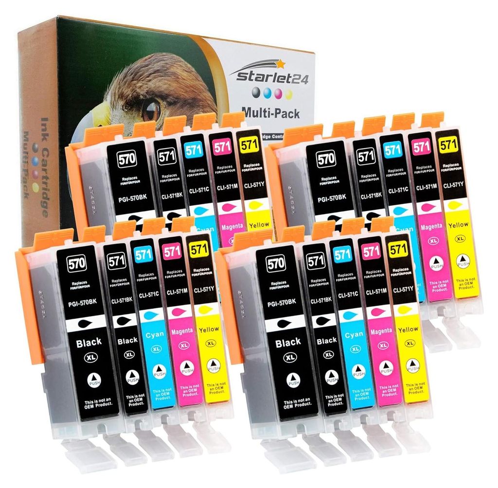 20x Tintenpatronen Set kompatibel mit Canon PGI-570 CLI-571 für Pixma MG/TS Serie: MG5700, MG6800, MG7750, TS5050, TS6050, TS8050, TS9050, uvm.