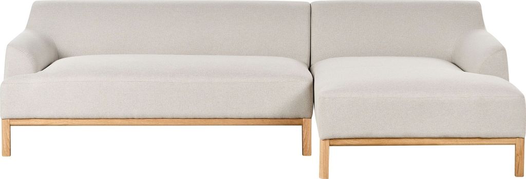 BELIANI 3-Sitzer Ecksofa Hellbeige Stoffbezug mit Chaiselounge Links Armlehnen Niedrige Rückenlehne Tiefe Sitzfläche Hohe Holzbeine Skandi Wohnzi...