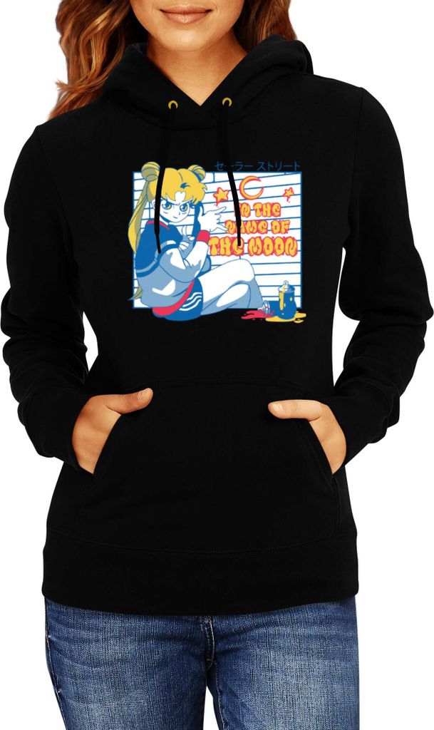 Damen Kapuzenpullover Japan Manga Anime Comics Animation Sailor Anime Manga Moon 12, Lady L / Schwarz