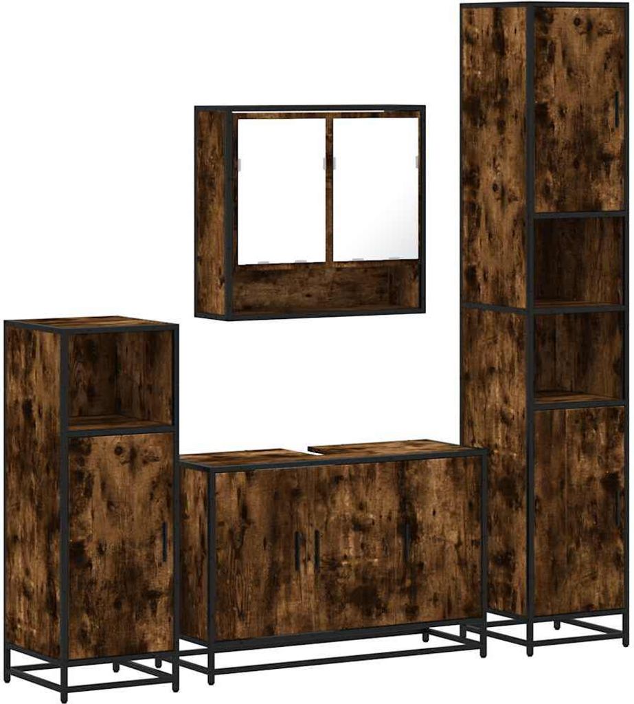 4-tlg. Badmöbel-Set Räuchereiche Holzwerkstoff