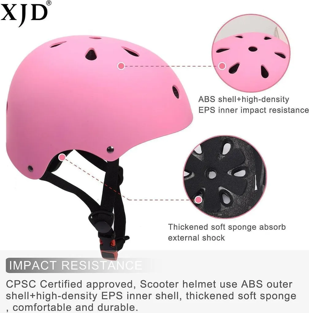 Casque vélo multisport ajustable rose avec aération pour adolescent - 4