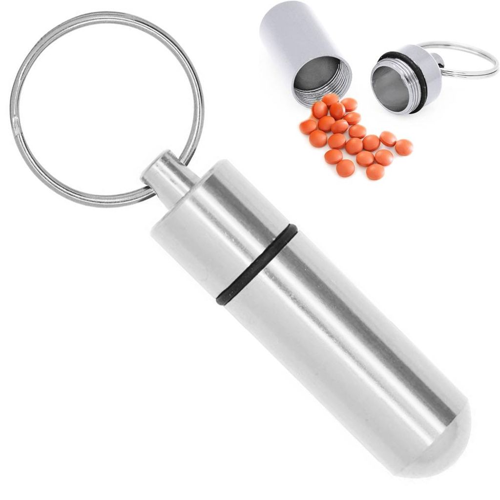 Medikamenten-Schlüsselanhänger aus Aluminium. Wasserdichte, Produktbild 