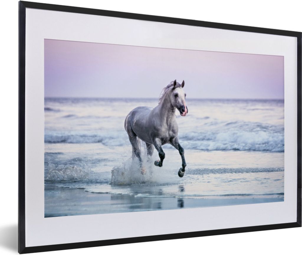 MuchoWow Gerahmtes Poster Pferde - Luft - Meer 60x40 cm - Poster mit Schwarzem Bilderrahmen Wandposter Rahmen Foto Bilder - Schlafzimmer - Plakat...