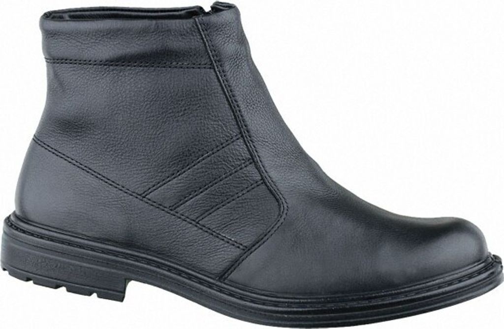 Jomos Herren Leder Winter Stiefel schwarz, Extra Weite H, 13 cm Schaft, Lammfellfutter, warmes Fußbett