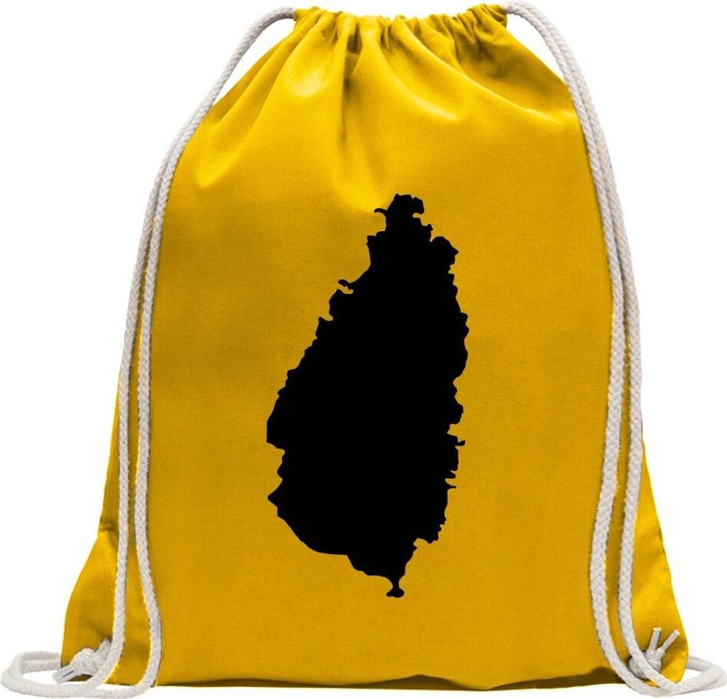 Kiwistar - Turnbeutel - gelb - St. Lucia Umriss Kontur - Fun Rucksack Sport Beutel Gymsack Baumwolle mit Ziehgurt