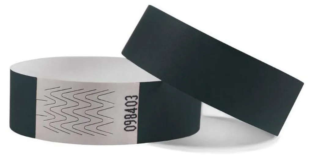 Braccialetti Neri in Tyvek 500 pz | Resistenti all'Acqua per Piscine