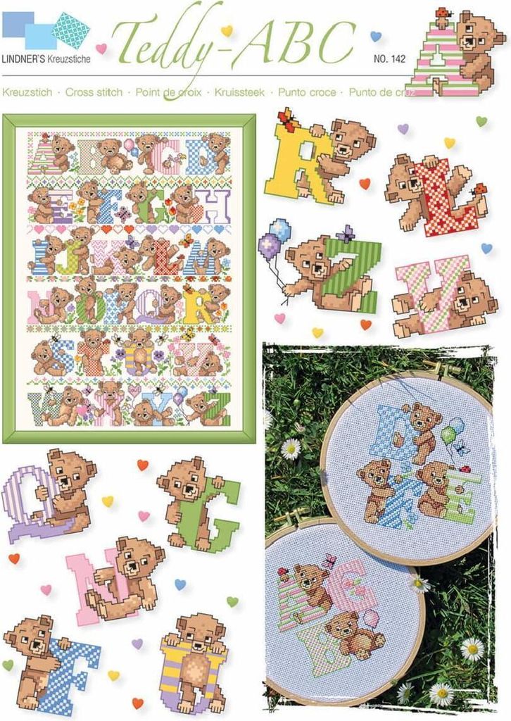 Lindner ́s Kreuzstich Zählmuster Vorlage "Teddy-ABC", 142