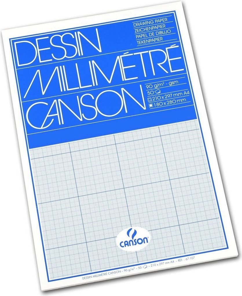 CANSON Millimeterpapier Block DIN A4 90 g/qm 50 Blatt Lineatur: blau