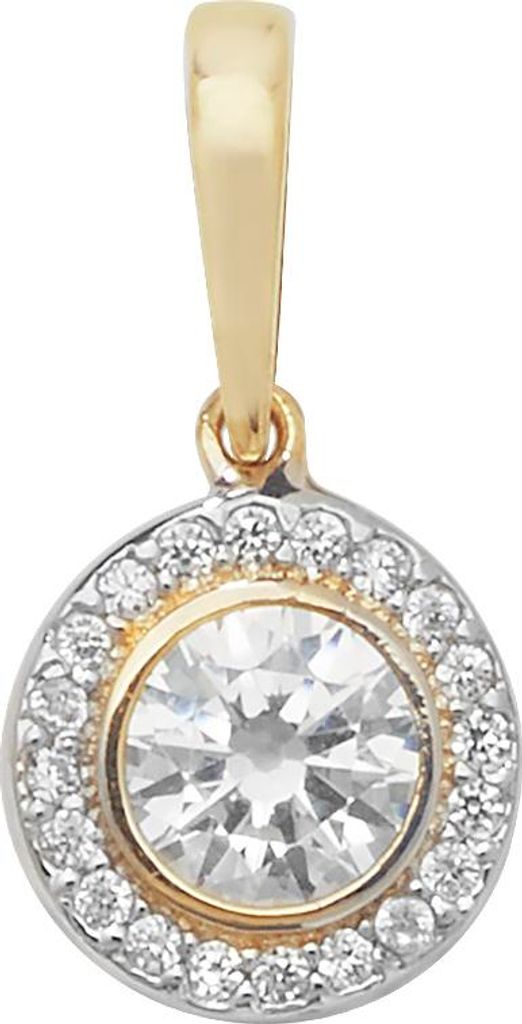 Klassischer 9 Karat (375) Gold Damen - Anhänger mit Zirkonia - 18mm*9mm; TRS107939KY