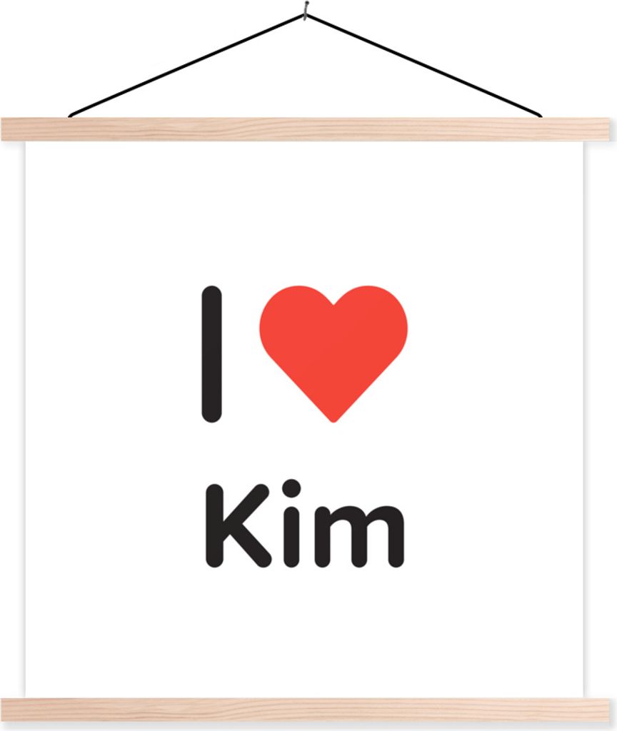 MuchoWow Textilposter Ich liebe - Kim - Mädchen 120x120 cm mit holzfarbenen Rahmen - Textil-Poster