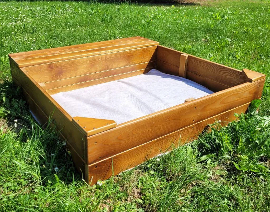 Bac à sable bois avec compartiment de rangement marron anti-UV
