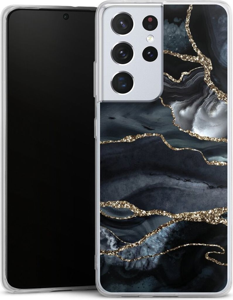 DeinDesign Handyhülle für Samsung Galaxy S21 Ultra 5G Silikon Hülle Case Smartphone Schutzhülle Glitzer Look Marmor Trends