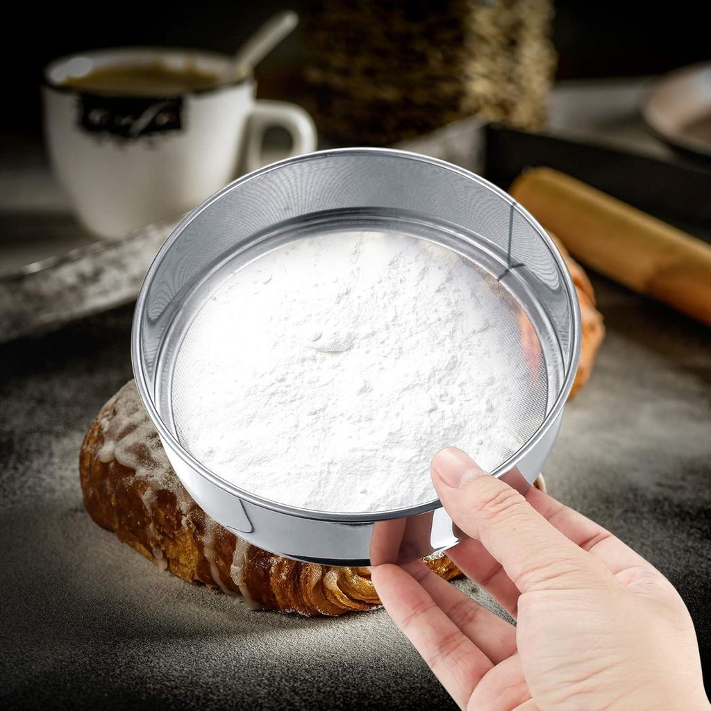 Edelstahl Mehlsieb - Feinmaschiges Küchensieb - 3 Stück - Verschiedene Größen